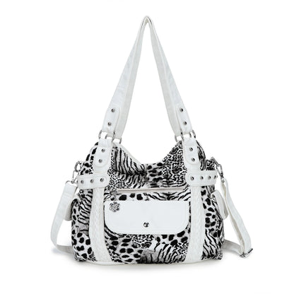 Damen-Handtasche aus PU mit Reißverschluss und Mehrfachfächern, ideal für Alltag und Freizeit, Innenfutter aus Polyester
