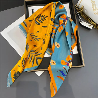 Damen Seidenschal quadratisch 70cm Halstuch Bandana Hijab Pashmina C