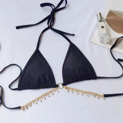 Dreiteiliges Damen-Bikini-Set mit Mesh-Design – ideal für Strand und Pool