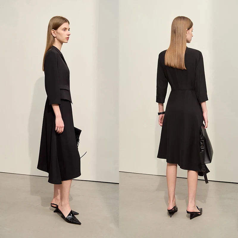 Modernes Gespaltenes Midi Kleid Für Damen Mit Zweiteilerlook Und Slim Schnitt
