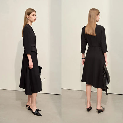 Modernes Gespaltenes Midi Kleid Für Damen Mit Zweiteilerlook Und Slim Schnitt