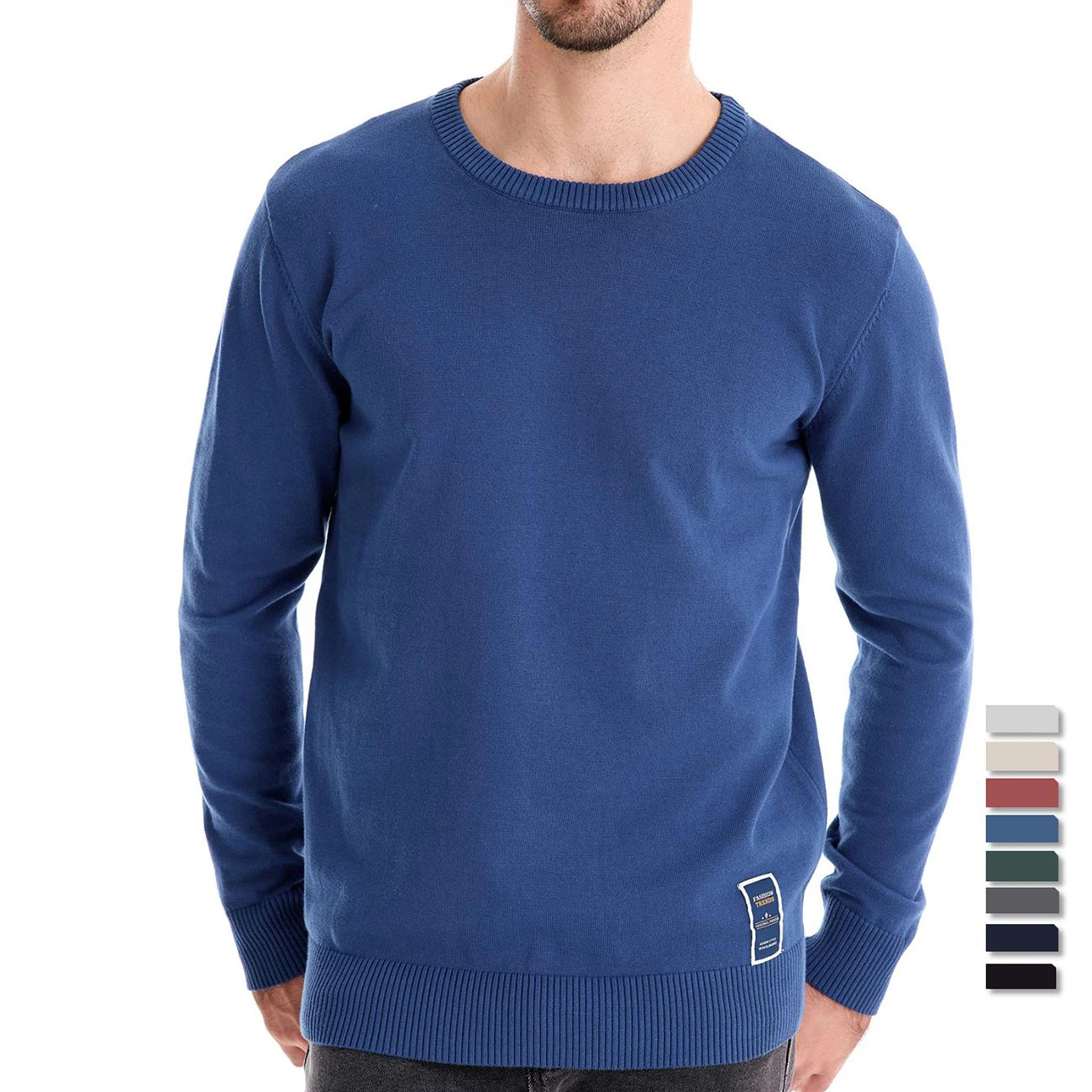 Herren Pullover aus massiver Baumwolle mit Rundhalsausschnitt und klassischem Design