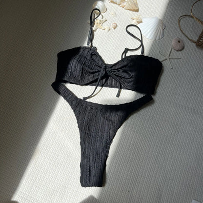 Schwarzes Sexy Bikini-Set mit Push-up für Damen – Brasilianischer Stil für Strand und Pool