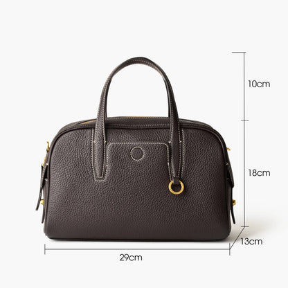 Echtleder Damen-Top-Handle Bowling-Handtasche