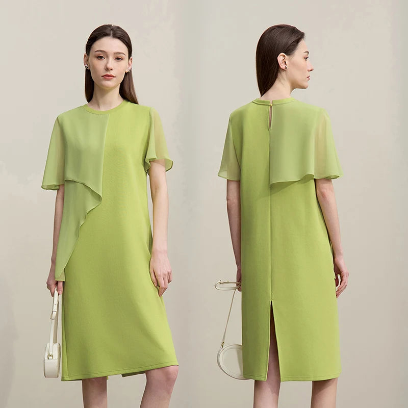 Elegantes Damenkleid Aus Baumwolle Chiffon Lockere Passform