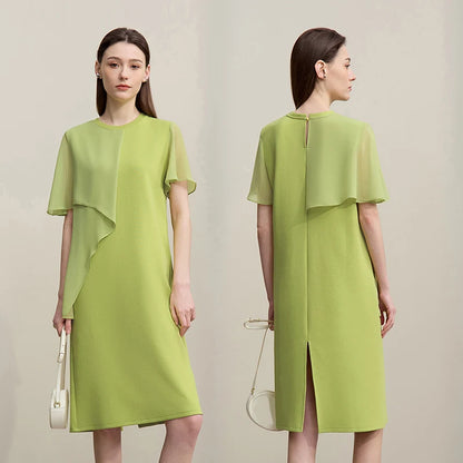 Elegantes Damenkleid Aus Baumwolle Chiffon Lockere Passform