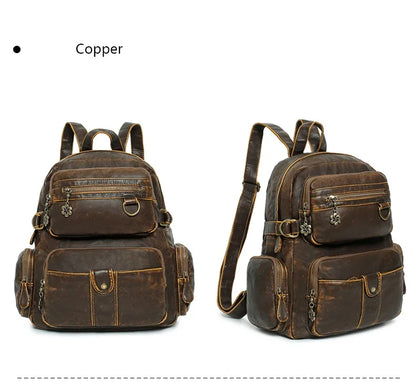 Damen-Schulrucksack Großes Fassungsvermögen 20-35 Liter Mit Gepolstertem Rücken Vintage Schwarz