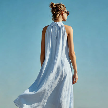 Elegantes Lüftiges Damenkleid Mit Reverskragen Für Damen