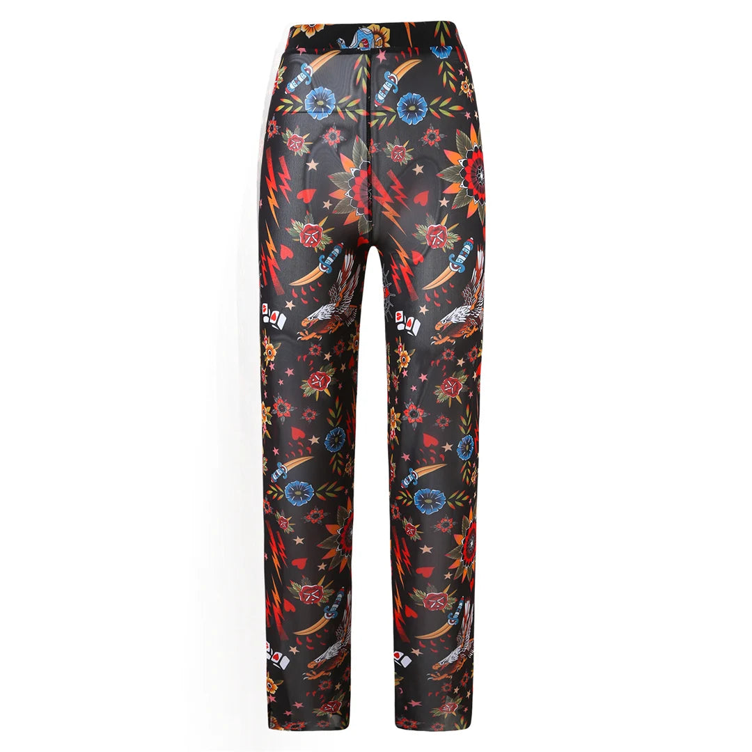Damen-Hose mit Blumenmuster