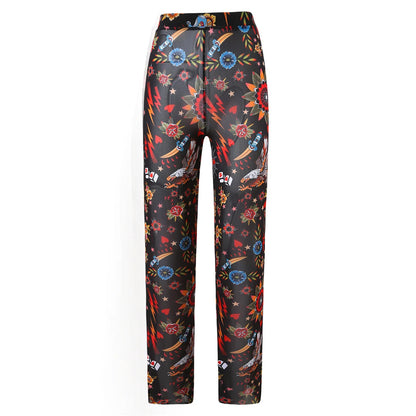 Damen-Hose mit Blumenmuster