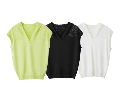 Damen-Kapuzenpullover Viskose Kurzarm locker Patchwork Sommer
