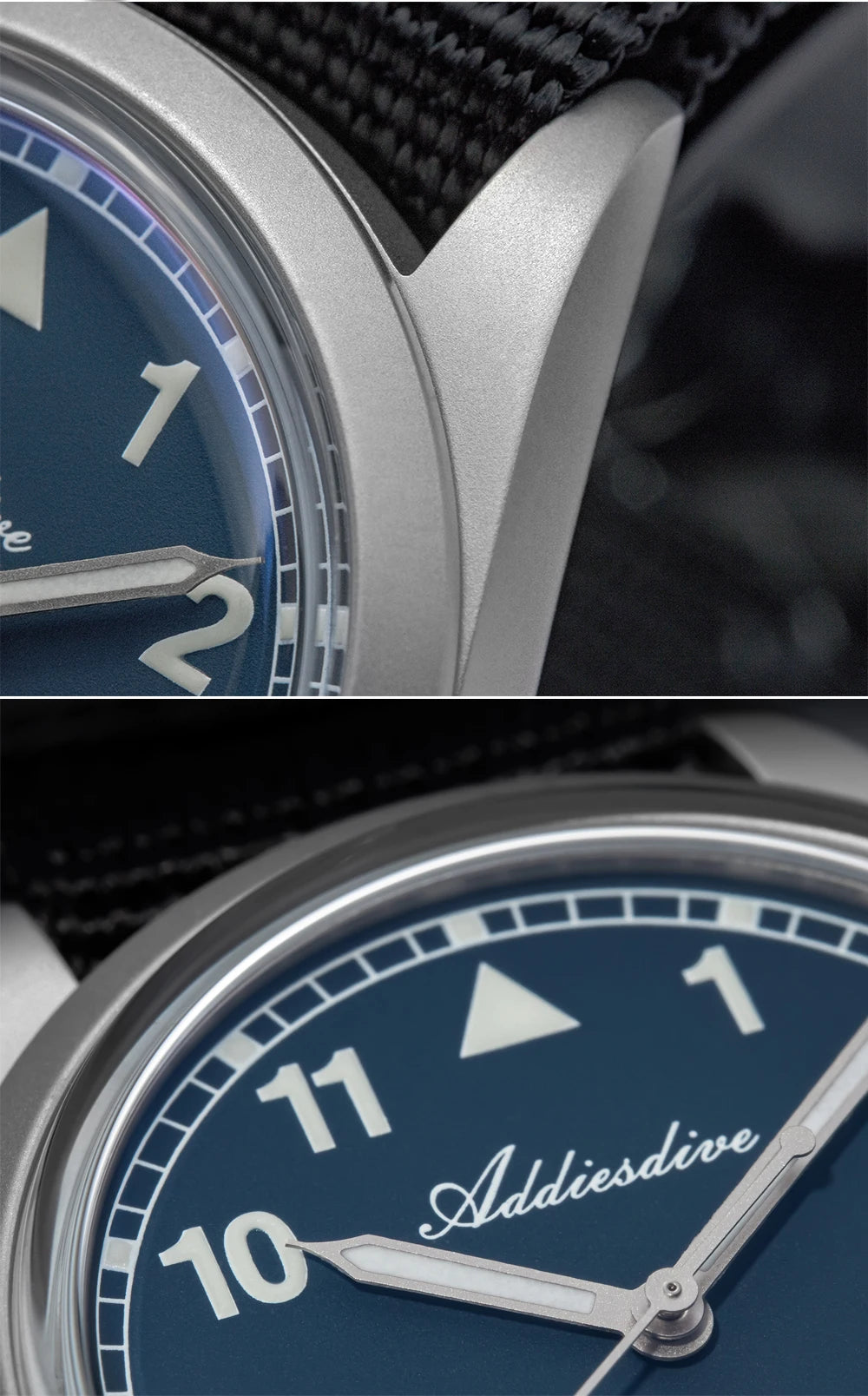 Herren-Quarzuhr mit Bubble-Glas und Nylonarmband