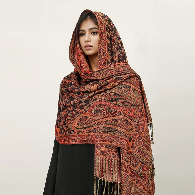 Damen Winterschal Kaschmir Jacquard Paisley lang Pashmina Bandana Foulard Luxus