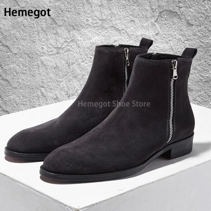 Schwarze Chelsea-Stiefeletten, knöchelhoch, seitlicher Reißverschluss und Blockabsatz