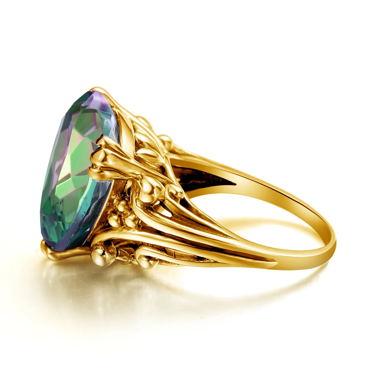 Damen-Ring aus 925-Silber mit Herzform und Mystic-Topas Regenbogenfarben für Alltag und festliche Anlässe