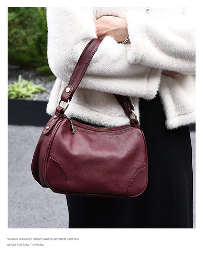 Damen-Schultertasche aus echtem Leder mit großem Fassungsvermögen und viel Stauraum