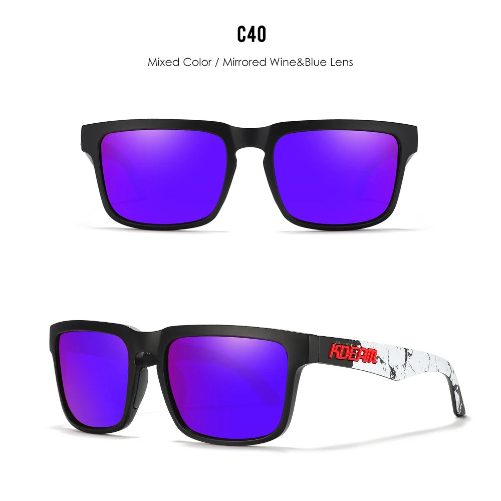 Sonnenbrille quadratisch polarisiert Reißverschlussetui 30 Farben Unisex
