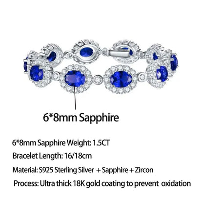 Damen-Armreif mit Saphir und Zirkonia aus Sterlingsilber