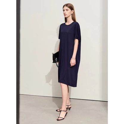 Bequemes Damen Strickkleid Mit Stickerei Und Losem Schnitt Für Sommer