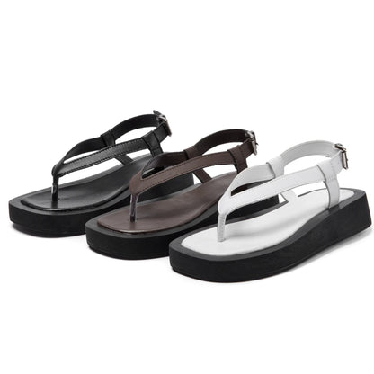 AIYUQI Flip-toe Sandalen Frauen Echtes Leder 2025, Sommer Neue Flache Römische Sandalen Frauen Große größe 41 42 43 strand sandalen frauen