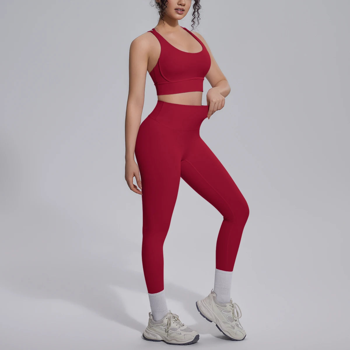 Yoga Set Für Frauen Mit Crossback Top Und Hochtaillierter Hose