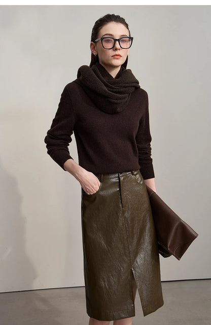 Damen V-Ausschnitt Strickkleid A-Linie ärmellos Herbst-Winter