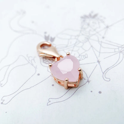 Roségoldfarbener Herz-Charms mit rosafarbenem Facettenstein, für DIY-Schmuck