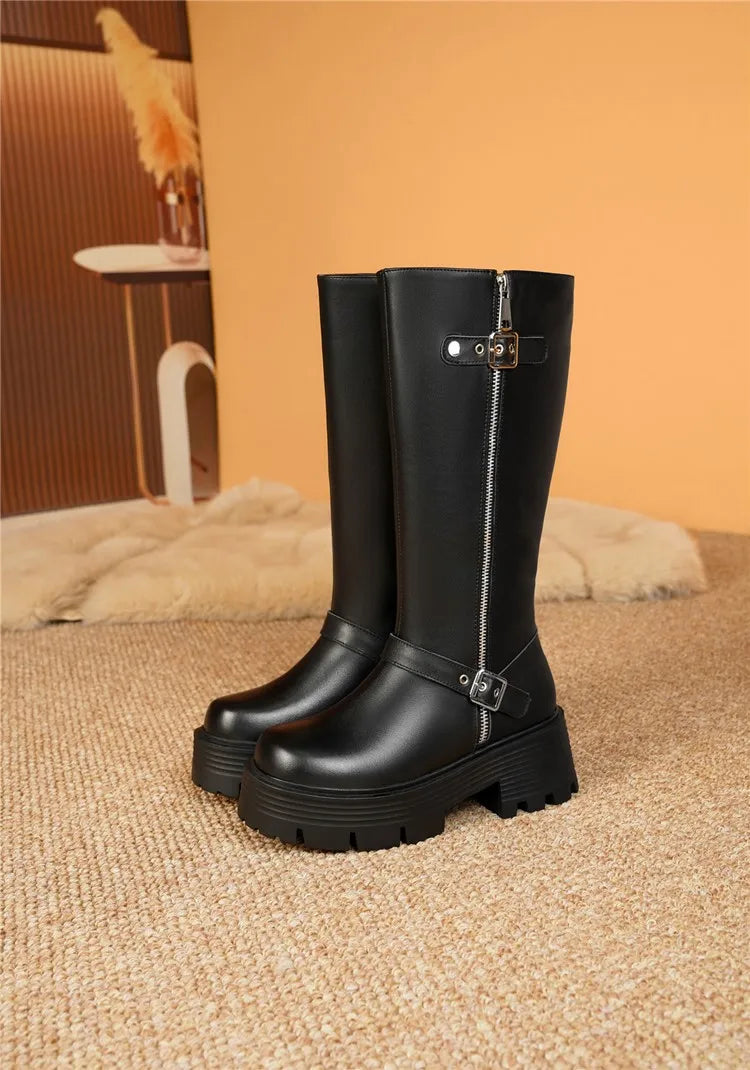 AIYUQI Women Winter Boots Genuine Leather 2025 New Natural Wool Warm Women Tenor Boots British Style Platform Women's Snow Boots