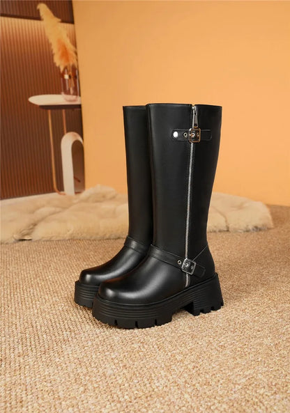 AIYUQI Women Winter Boots Genuine Leather 2025 New Natural Wool Warm Women Tenor Boots British Style Platform Women's Snow Boots