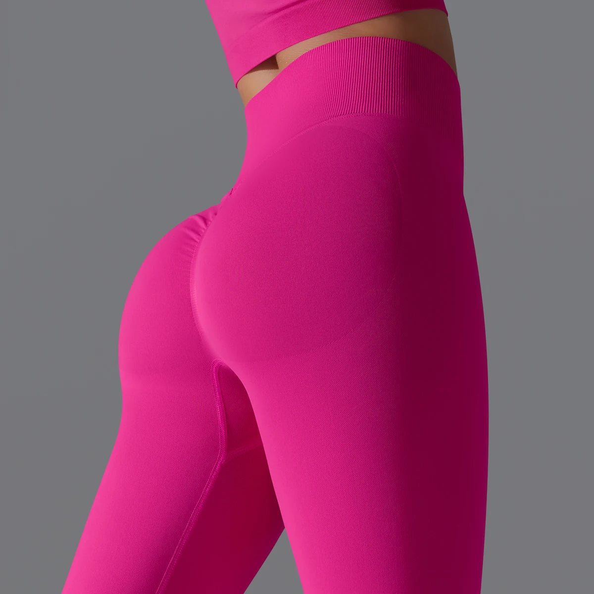 Nahtlose Yoga-Hose mit Booty-Lift, pink, Gesäß-Shape-Detail, eng geschnitten