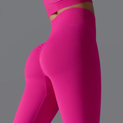 Nahtlose Yoga-Hose mit Booty-Lift, pink, Gesäß-Shape-Detail, eng geschnitten