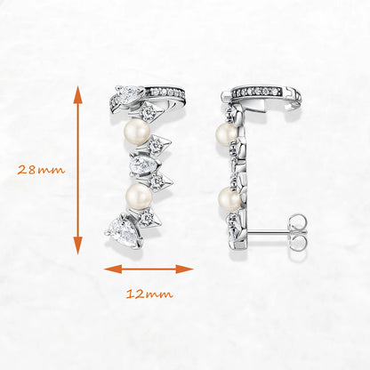 Damen-Ohrstecker Perle Eiskristall Vintage aus Sterlingsilber