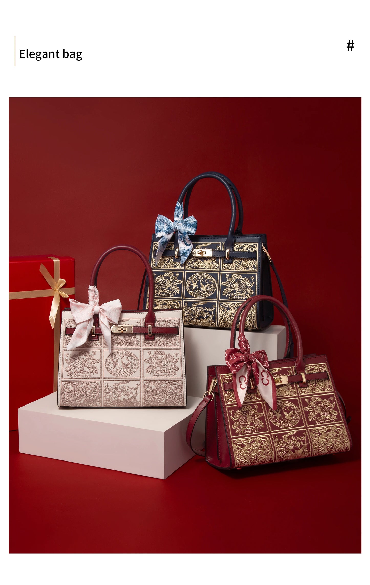 Damen Handtasche Aus Split-Leder Mit Crossbody-Tasche Im Chinesischen Stil