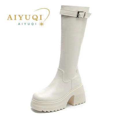 Damen Lange Stiefel im modischen Stil mit 10 cm hoher Plattform