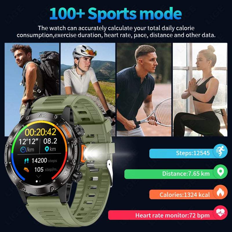 Männer Smartwatch im Outdoor-Design mit Bluetooth und Herzfrequenzmessung