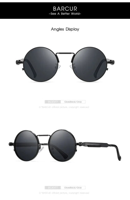 Sonnenbrille rund Steampunk Retro UV400 polarisiert Herren Damen C