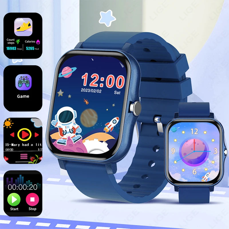 LIGE Kinder-Smartwatch für Mädchen und Jungen, Smartwatch im Alter von 3–12 Jahren, Lernspiel für Kinder, Tonaufzeichnung, Audio-Märchenbuch, Kinderuhr