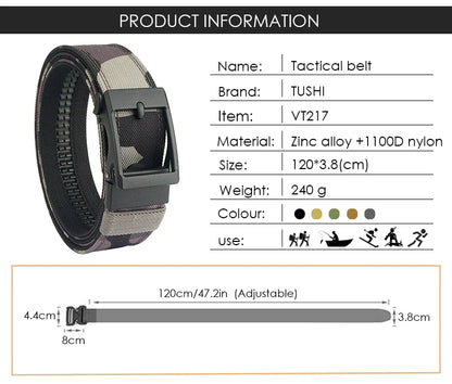 VATLTY New Hard Tactical Belt for Men Metal Automatic Buckle IPSC Gun Belt 1100D Nylon Military Belt Outdoor Sports Girdle Male
