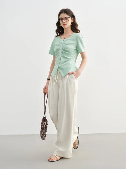 Lässiges Damenhemd mit botanischem Muster aus Lyocell-Mischung – schmeichelhafte Silhouette für einen eleganten Freizeitlook
