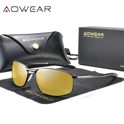 AOWEAR Retro Polarisierte Spiegel Sonnenbrille für Mann Frauen Vintage Sonnenbrille Herren UV400 Leichte Fahrbrille mit Etui