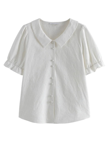 Französischer Stil Bluse mit Laternenärmeln und einzigartigem Design – Elegantes, figurbetontes Oberteil für Büro und Freizeit