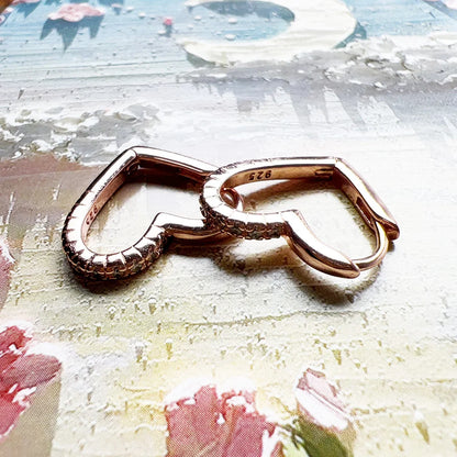 Damen-Creolen Herz Roségold romantisch Winter aus Sterlingsilber