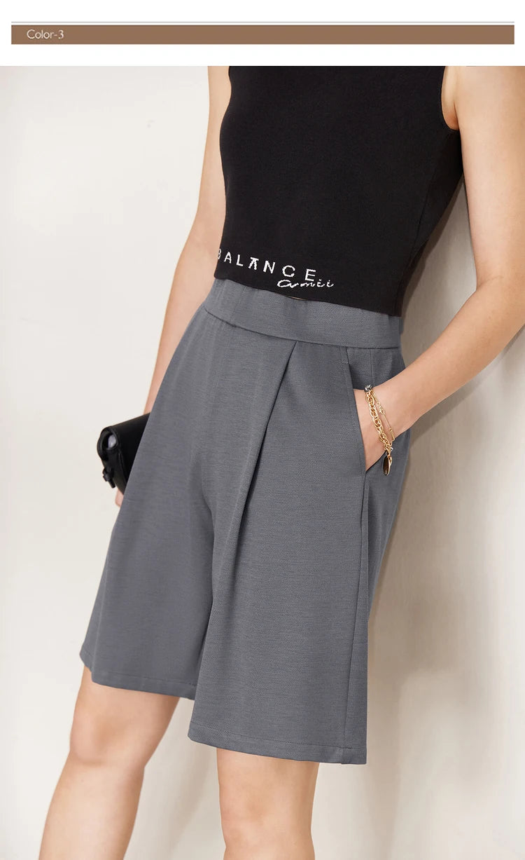 Damen Shorts im Minimalismus-Stil mit elastischer Taille für den Sommer