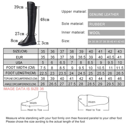 Over The Knee Boots Ladies Winter Wool Warm Genuine Leather Shiny Fashion Ladies Knee Boots Large Size Female Riding Boots