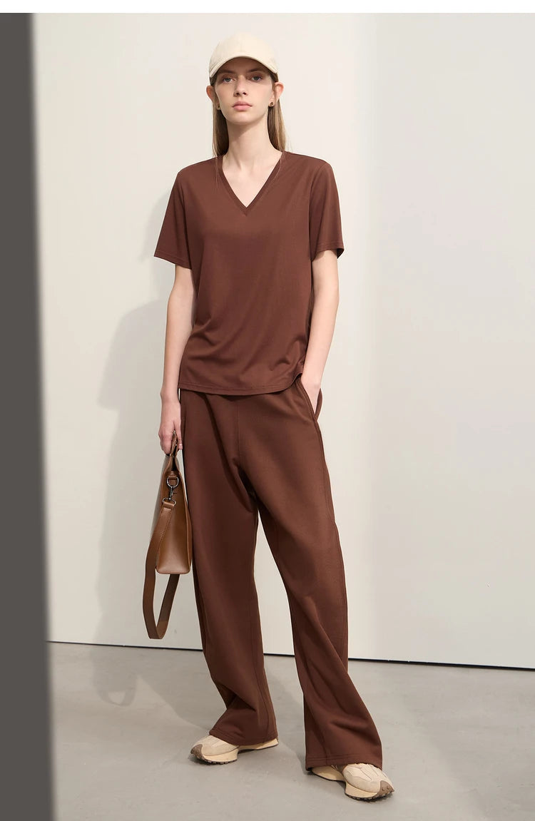 Damen Kurzarm-T-Shirts mit V-Ausschnitt und Sonnenschutz für kühles Gefühl