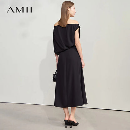 Stilvolles Damen Chiffon Kleid Asymmetrisch Falten Elegant