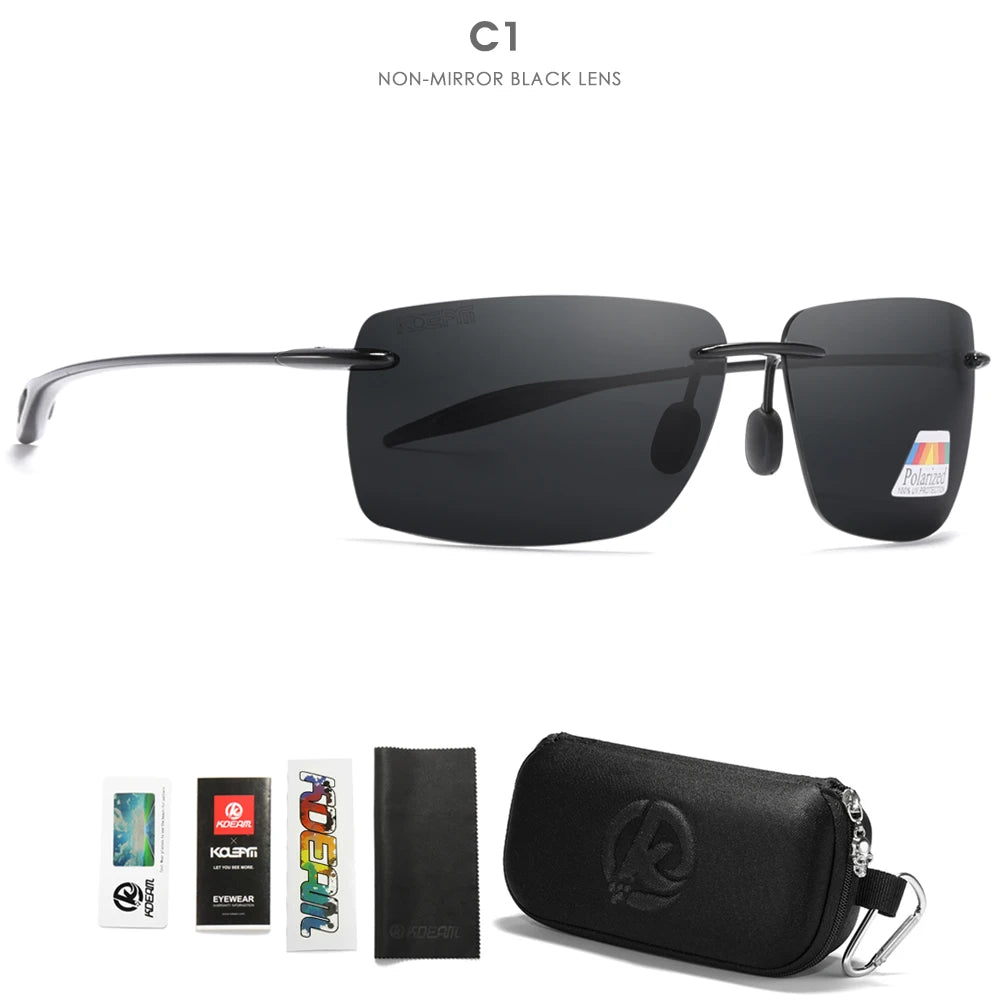 Sonnenbrille randlos rechteckig polarisiert TR90 UV400 ultraleicht Sport