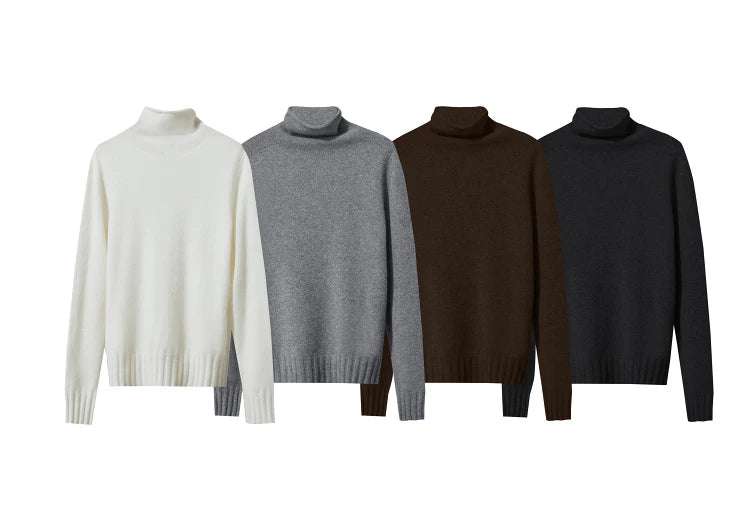 Wollpullover-Set mit Stehkragen: weiß, grau, braun, schwarz