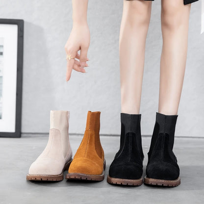 AIYUQI Women Chelsea Boots 2025 Autumn Winter New British Style Fashion Marton Boots Women Suede Slip-on Ankle Boots Women