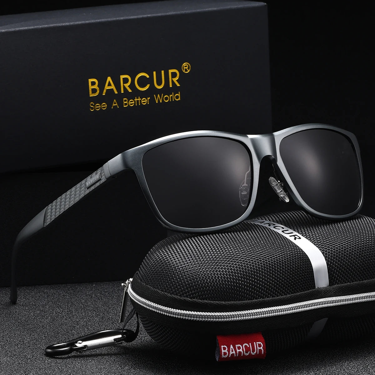Sonnenbrille Al-Mg quadratisch UV400 polarisiert Ergonomie-Nasenstütze Herren